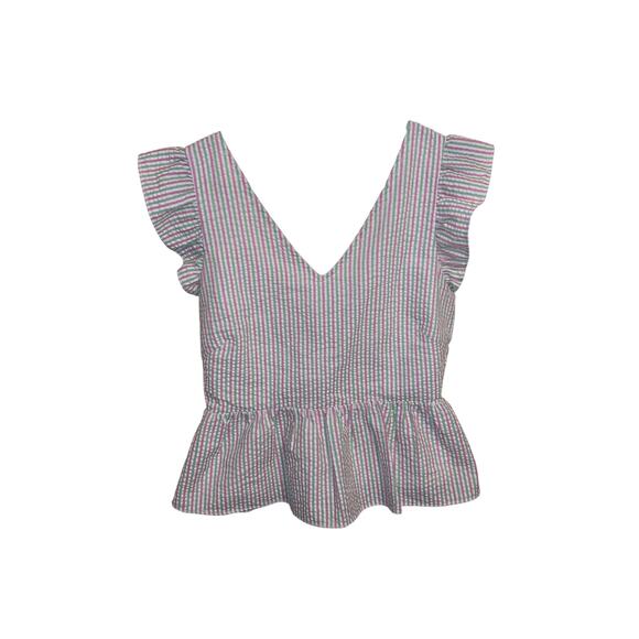 Draper James Tops - Draper james pink green & white babydoll style top size medium